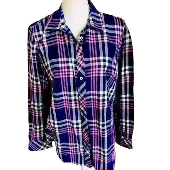 Talbots ladies long sleeve blouse Large. Worn once excellent condition. Cotton - Picture 1 of 11